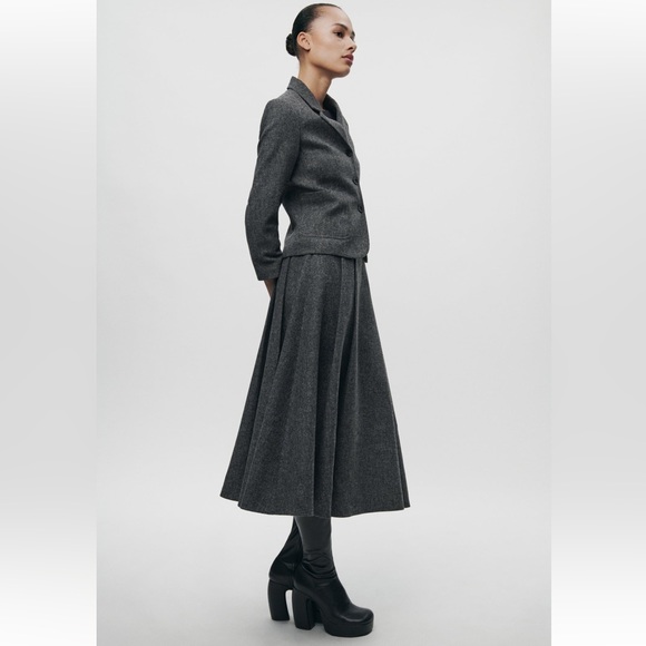 ZARA WOOL BLEND MIDI SKIRT ZW COLLECTION - Picture 10 of 16